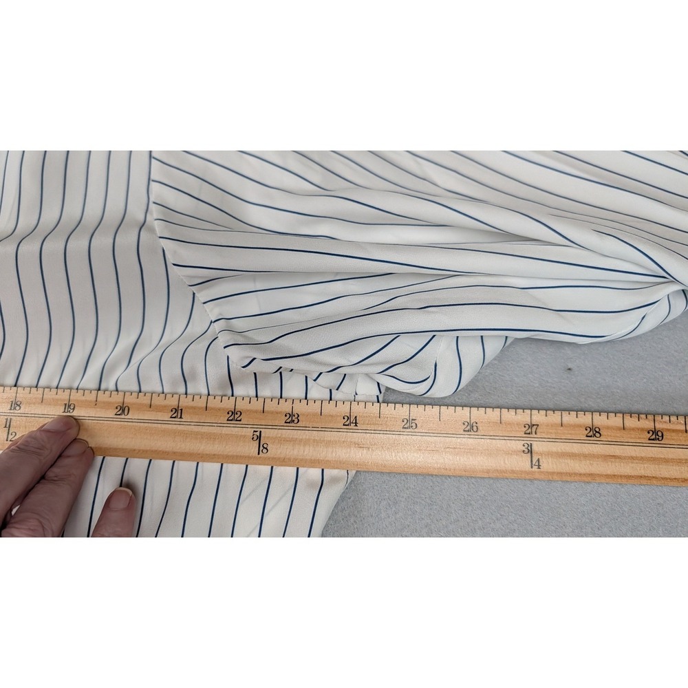 Lilysilk Womens XXL White Navy Blue Pinstripe Silk Button Down Shirt Long Sleeve - Picture 5 of 6